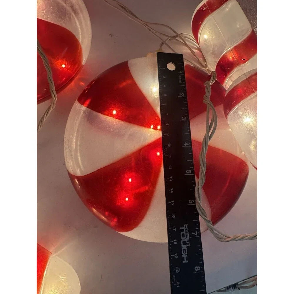 Blow Mold 15 Lighted Candy Canes & Peppermint Christmas Hanging String Lights